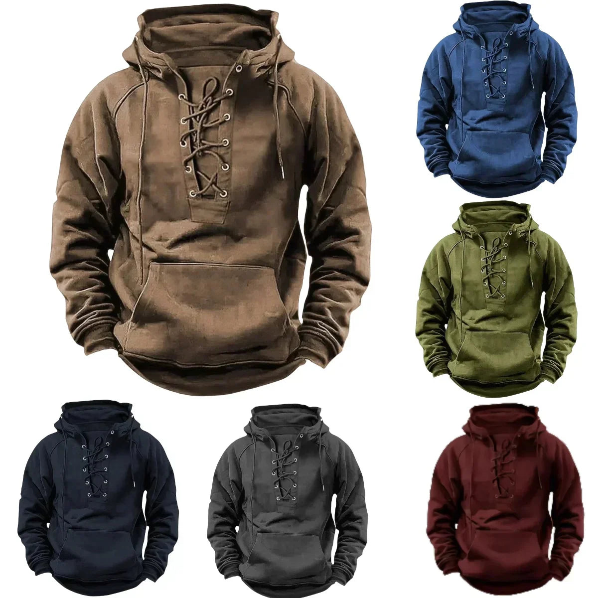| Gruby Bluza z Kapturem Retro