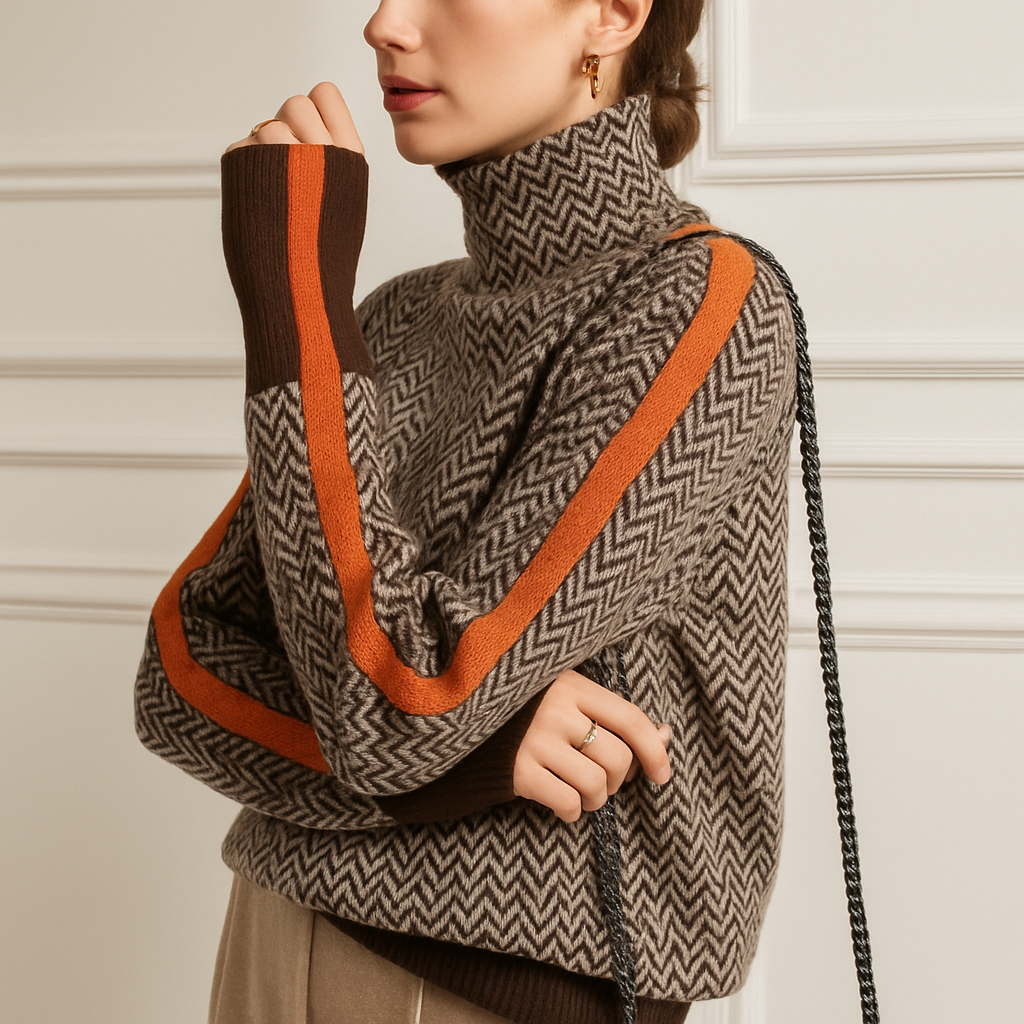 | Sweter z kontrastem
