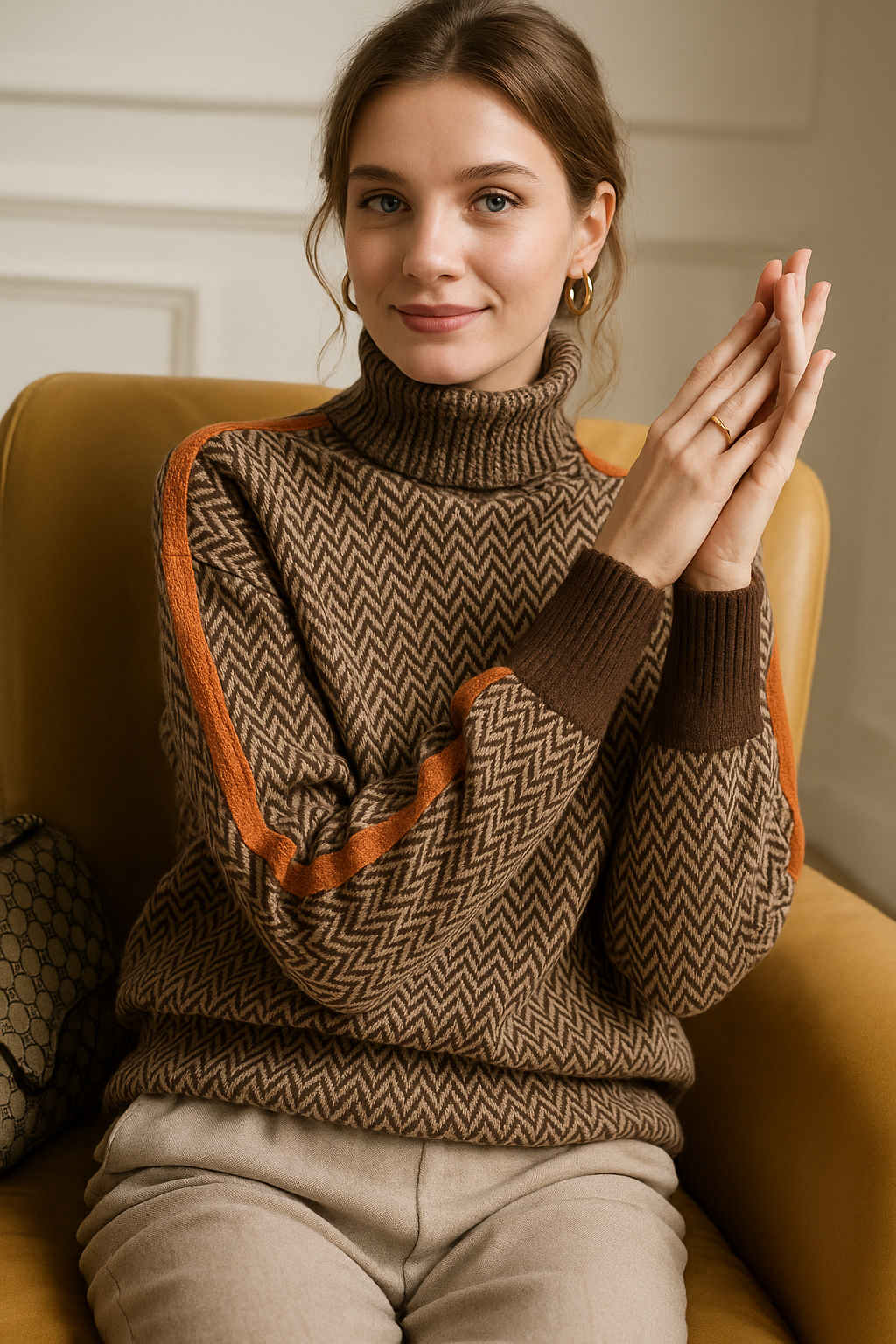 | Sweter z kontrastem