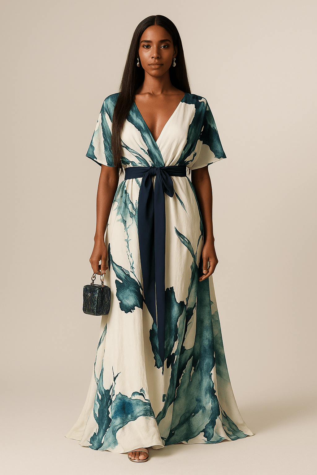 | Suknia Maxi Akwarelowa