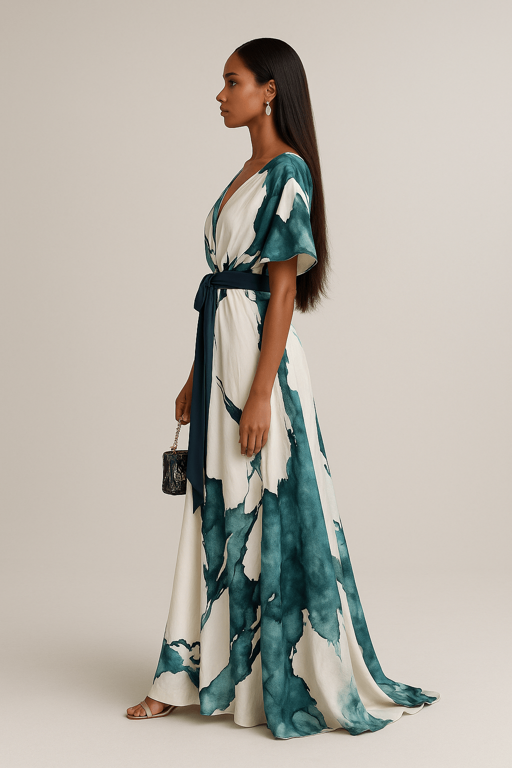 | Suknia Maxi Akwarelowa