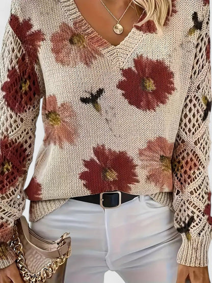 Wysława – Elegancki sweter z kwiatami