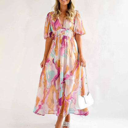 Ilona – Elegancka sukienka maxi w kolorze różowym
