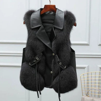 | Elegancka kamizelka skórzana
