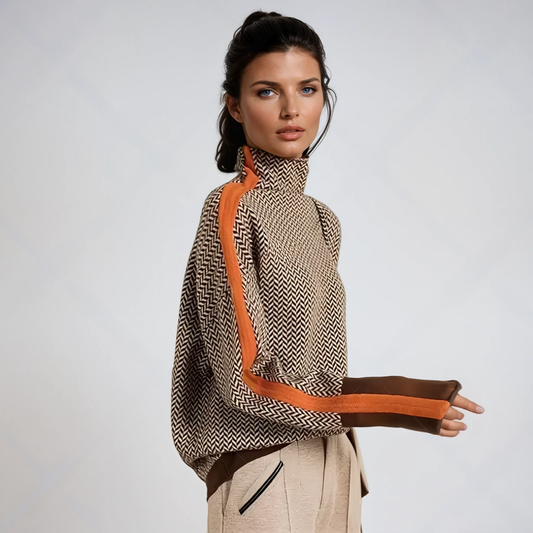 | Sweter z kontrastem
