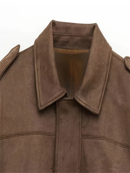 | Krótka kurtka zamszowa w stylu retro