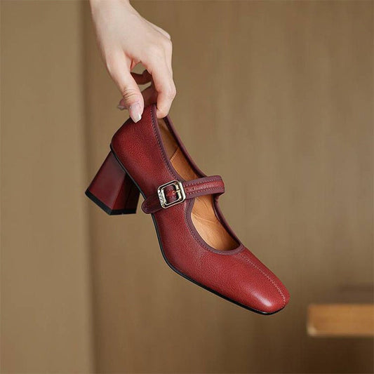 Desna - Nowoczesne buty na grubym obcasie w stylu francuskim