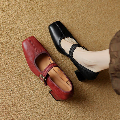 Desna - Nowoczesne buty na grubym obcasie w stylu francuskim
