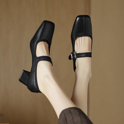 Desna - Nowoczesne buty na grubym obcasie w stylu francuskim