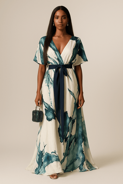 | Suknia Maxi Akwarelowa