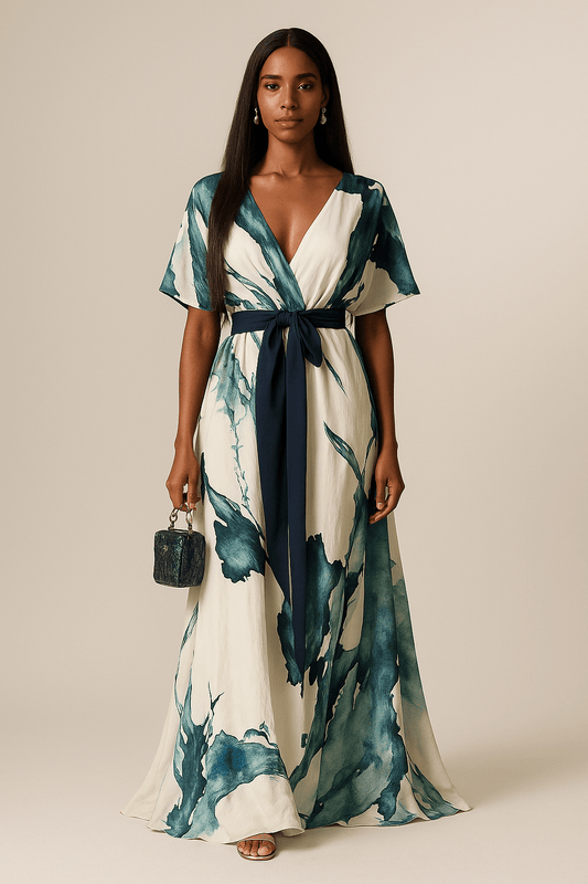 | Suknia Maxi Akwarelowa
